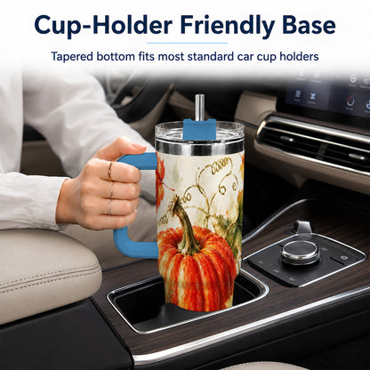 #pl[40oz|Blue] Autumn Pumpkin 40oz Tumbler, Harvest Tumbler, Stainless Steel Travel Cup