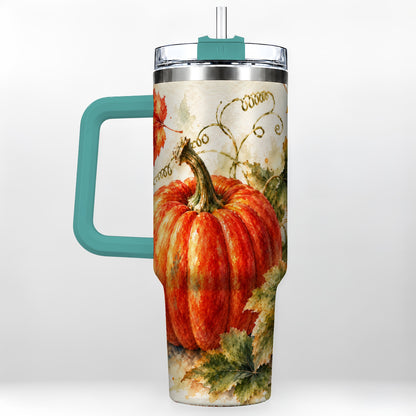 #pl[40oz|Green] Autumn Pumpkin 40oz Tumbler, Harvest Tumbler, Stainless Steel Travel Cup