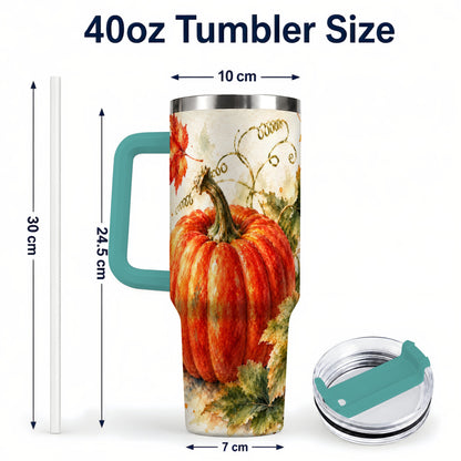 #pl[40oz|Green] Autumn Pumpkin 40oz Tumbler, Harvest Tumbler, Stainless Steel Travel Cup