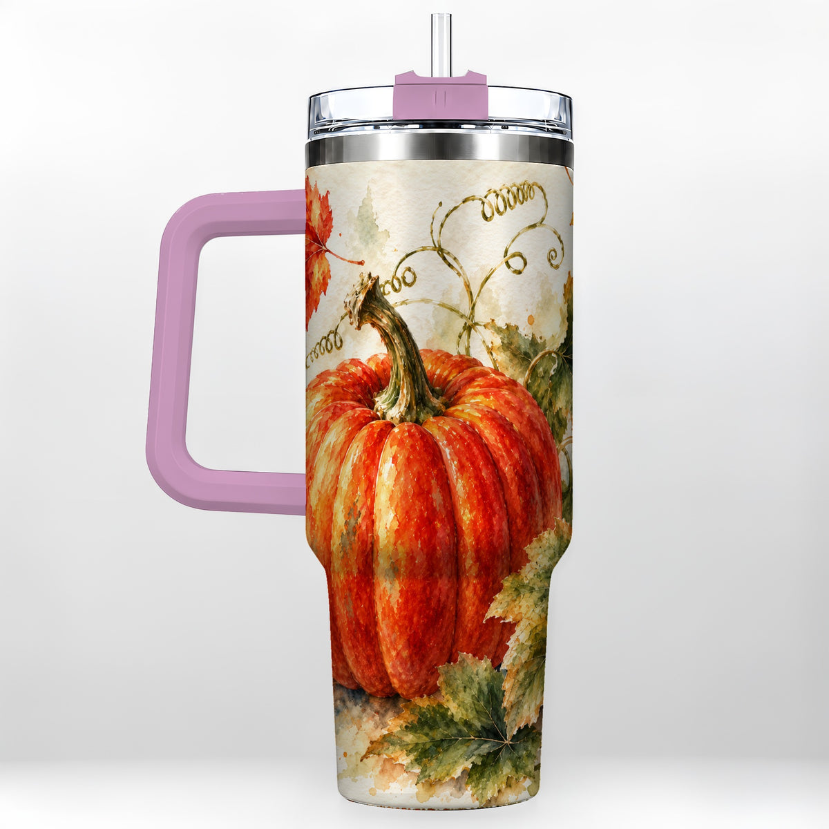#pl[40oz|Pink] Autumn Pumpkin 40oz Tumbler, Harvest Tumbler, Stainless Steel Travel Cup