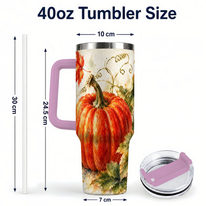 #pl[40oz|Pink] Autumn Pumpkin 40oz Tumbler, Harvest Tumbler, Stainless Steel Travel Cup