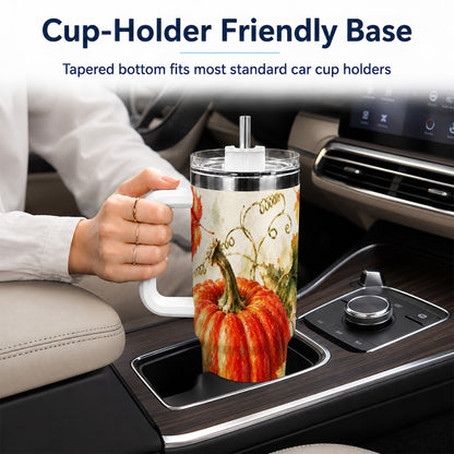 #pl[40oz|White] Autumn Pumpkin 40oz Tumbler, Harvest Tumbler, Stainless Steel Travel Cup