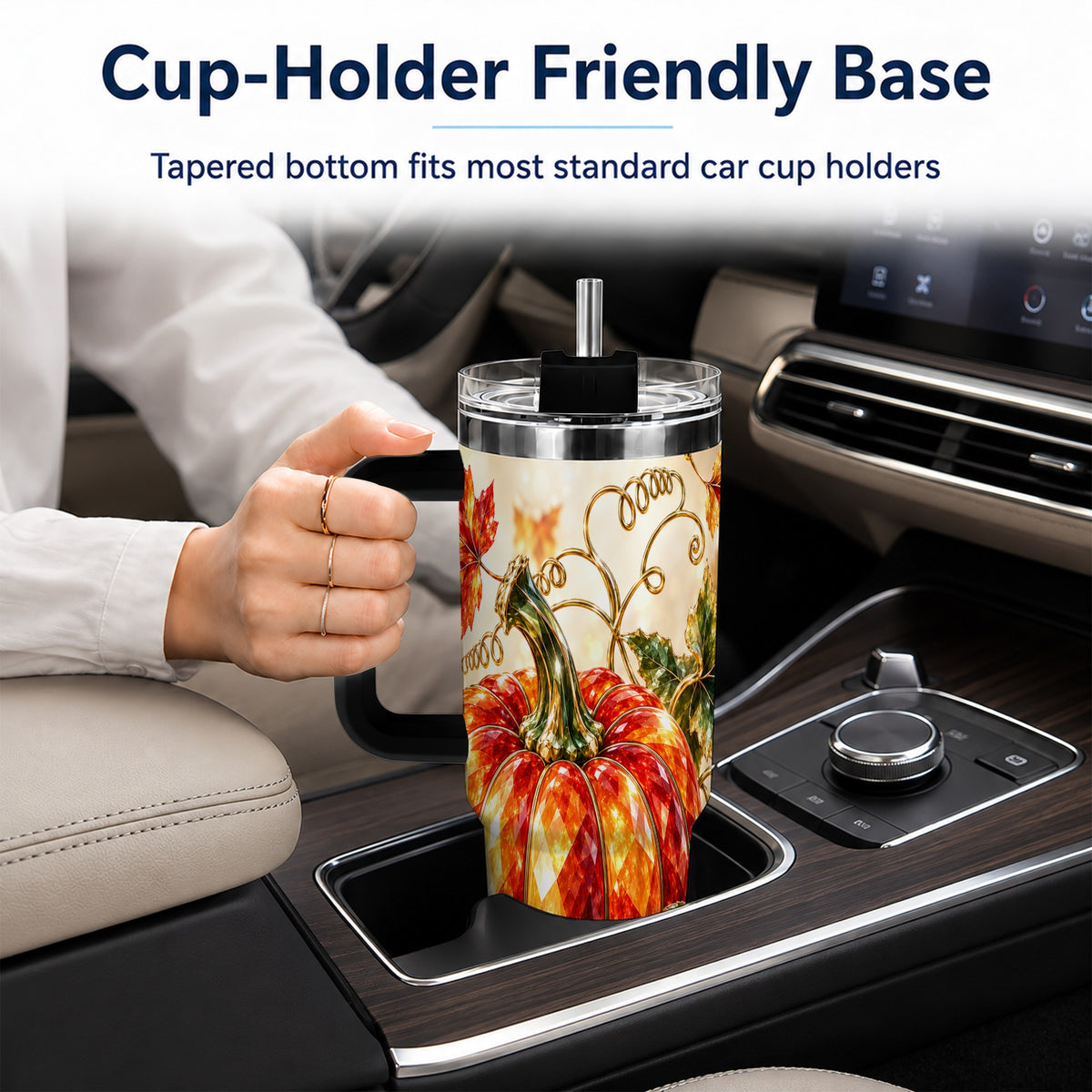 #pl[40oz|Black] Faceted Pumpkin 40oz Tumbler, Autumn Tumbler, Stainless Steel Travel Cup