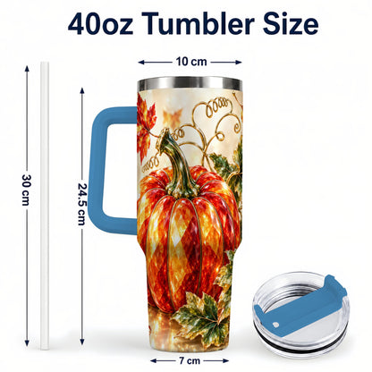 #pl[40oz|Blue] Faceted Pumpkin 40oz Tumbler, Autumn Tumbler, Stainless Steel Travel Cup