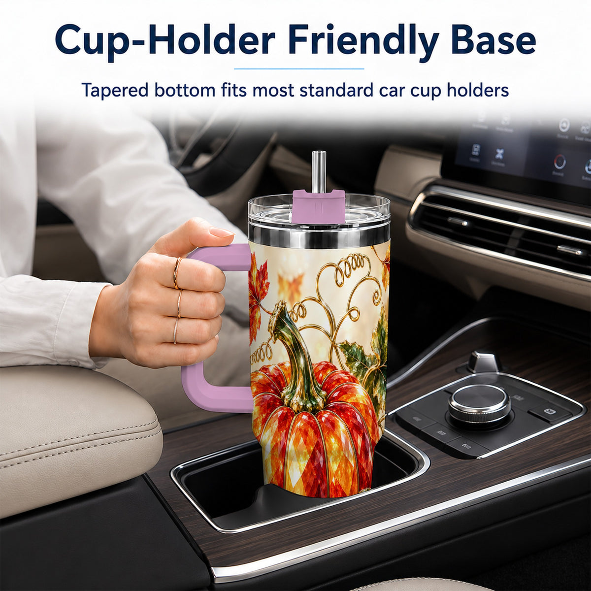 #pl[40oz|Pink] Faceted Pumpkin 40oz Tumbler, Autumn Tumbler, Stainless Steel Travel Cup