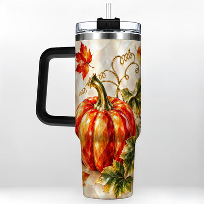 #pl[40oz|Black] Autumn Pumpkin 40oz Tumbler, Mosaic Tumbler, Stainless Steel Travel Cup