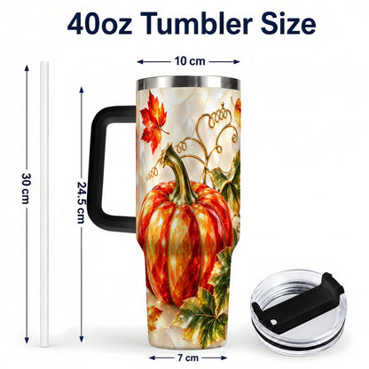 #pl[40oz|Black] Autumn Pumpkin 40oz Tumbler, Mosaic Tumbler, Stainless Steel Travel Cup
