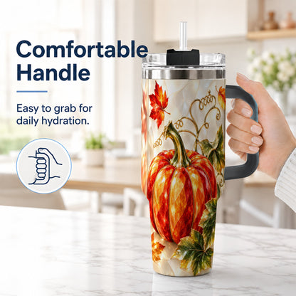 #pl[40oz|Black] Autumn Pumpkin 40oz Tumbler, Mosaic Tumbler, Stainless Steel Travel Cup