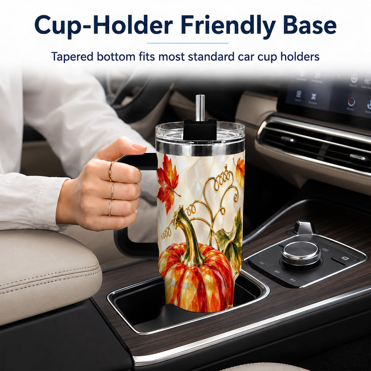 #pl[40oz|Black] Autumn Pumpkin 40oz Tumbler, Mosaic Tumbler, Stainless Steel Travel Cup