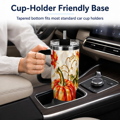 #pl[40oz|Black] Autumn Pumpkin 40oz Tumbler, Mosaic Tumbler, Stainless Steel Travel Cup
