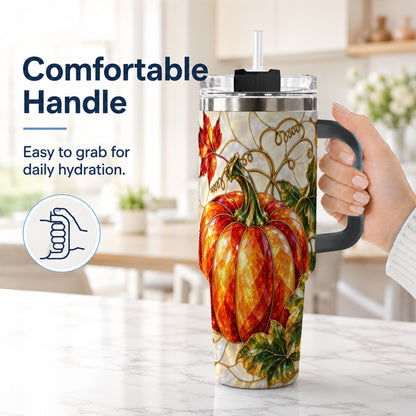 #pl[40oz|Black] Mosaic Pumpkin 40oz Tumbler, Autumn Tumbler, Stainless Steel Travel Cup
