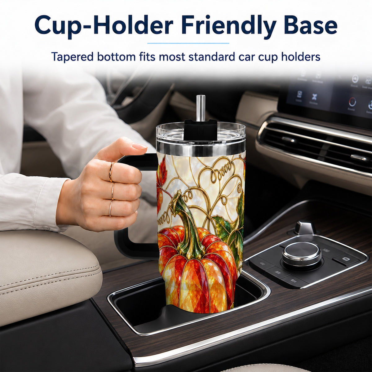 #pl[40oz|Black] Mosaic Pumpkin 40oz Tumbler, Autumn Tumbler, Stainless Steel Travel Cup