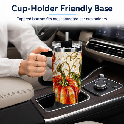 #pl[40oz|Black] Mosaic Pumpkin 40oz Tumbler, Autumn Tumbler, Stainless Steel Travel Cup