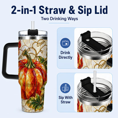 #pl[40oz|Black] Mosaic Pumpkin 40oz Tumbler, Autumn Tumbler, Stainless Steel Travel Cup