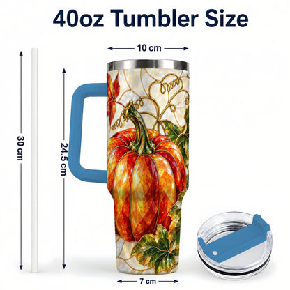 #pl[40oz|Blue] Mosaic Pumpkin 40oz Tumbler, Autumn Tumbler, Stainless Steel Travel Cup
