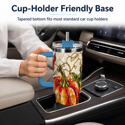 #pl[40oz|Blue] Mosaic Pumpkin 40oz Tumbler, Autumn Tumbler, Stainless Steel Travel Cup