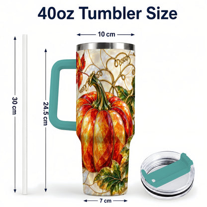 #pl[40oz|Green] Mosaic Pumpkin 40oz Tumbler, Autumn Tumbler, Stainless Steel Travel Cup