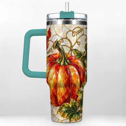 #pl[40oz|Green] Mosaic Pumpkin 40oz Tumbler, Autumn Tumbler, Stainless Steel Travel Cup