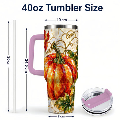 #pl[40oz|Pink] Mosaic Pumpkin 40oz Tumbler, Autumn Tumbler, Stainless Steel Travel Cup