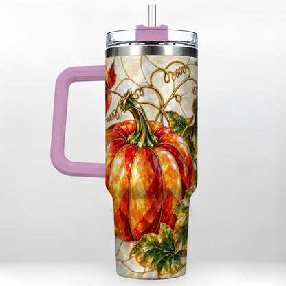 #pl[40oz|Pink] Mosaic Pumpkin 40oz Tumbler, Autumn Tumbler, Stainless Steel Travel Cup