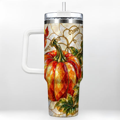 Mosaic Pumpkin 40oz Tumbler, Autumn Tumbler, Stainless Steel Travel Cup