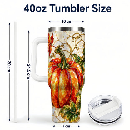 #pl[40oz|White] Mosaic Pumpkin 40oz Tumbler, Autumn Tumbler, Stainless Steel Travel Cup