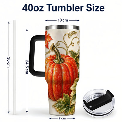 #pl[40oz|Black] Autumn Pumpkin 40oz Tumbler with Handle, Stainless Steel Travel Cup