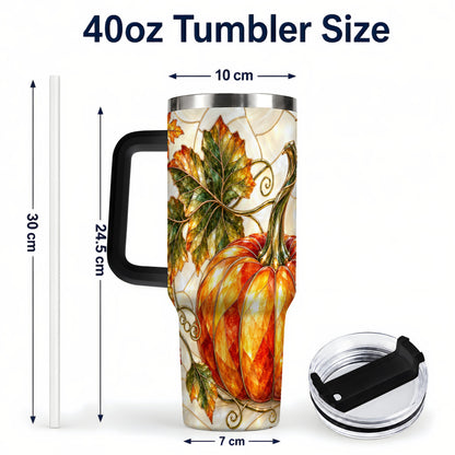 #pl[40oz|Black] Autumn Pumpkin 40oz Tumbler with Handle, Harvest Stainless Steel Cup