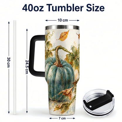 #pl[40oz|Black] Blue Pumpkin 40oz Tumbler with Handle, Watercolor Stainless Steel Cup