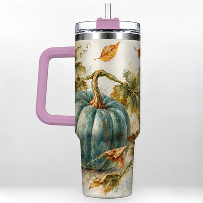 #pl[40oz|Pink] Blue Pumpkin 40oz Tumbler with Handle, Watercolor Stainless Steel Cup