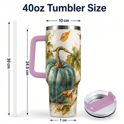 #pl[40oz|Pink] Blue Pumpkin 40oz Tumbler with Handle, Watercolor Stainless Steel Cup
