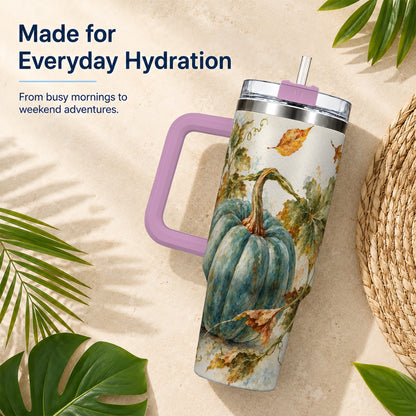 #pl[40oz|Pink] Blue Pumpkin 40oz Tumbler with Handle, Watercolor Stainless Steel Cup