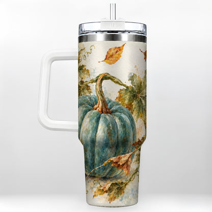 Blue Pumpkin 40oz Tumbler with Handle, Watercolor Stainless Steel Cup
