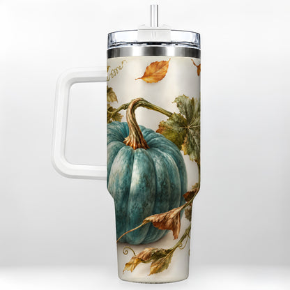 Painterly Pumpkin 40oz Tumbler with Handle, Fall Stainless Steel Travel Cup