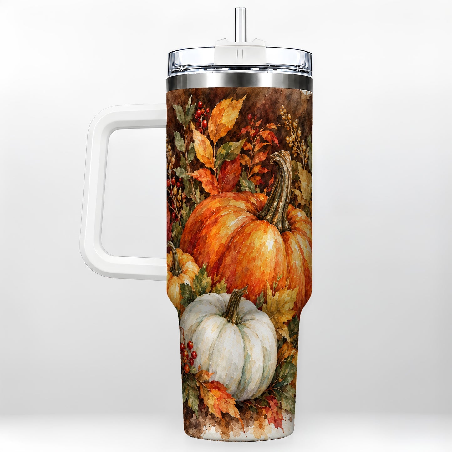 Autumn Pumpkin Harvest 40oz Tumbler with Handle, Fall Travel Cup