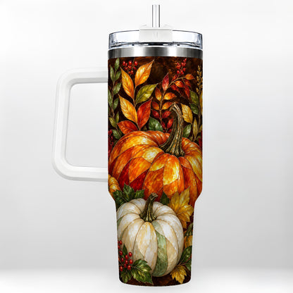 Mosaic Pumpkin 40oz Tumbler with Handle, Harvest Stainless Steel Travel Cup