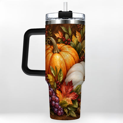 #pl[40oz|Black] Classic Pumpkin 40oz Tumbler with Handle, Stainless Steel Travel Cup