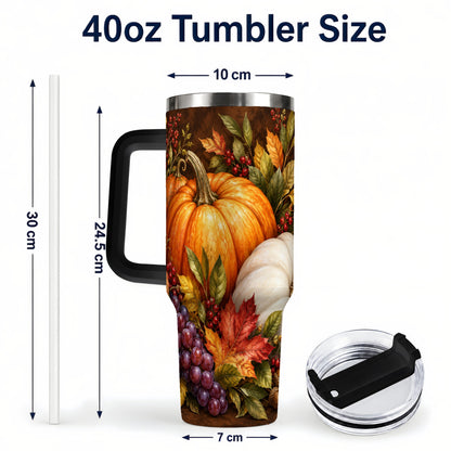 #pl[40oz|Black] Classic Pumpkin 40oz Tumbler with Handle, Stainless Steel Travel Cup