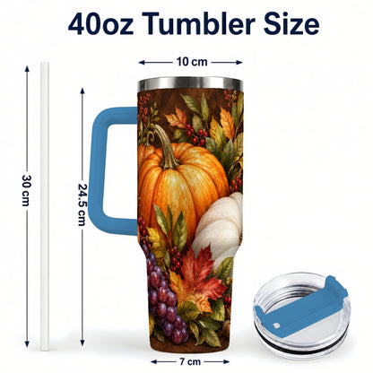 #pl[40oz|Blue] Classic Pumpkin 40oz Tumbler with Handle, Stainless Steel Travel Cup
