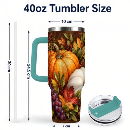 #pl[40oz|Green] Classic Pumpkin 40oz Tumbler with Handle, Stainless Steel Travel Cup