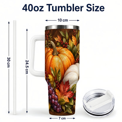 #pl[40oz|White] Classic Pumpkin 40oz Tumbler with Handle, Stainless Steel Travel Cup