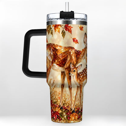 #pl[40oz|Black] Faceted Deer 40oz Tumbler with Handle, Stainless Steel Travel Cup