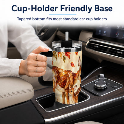 #pl[40oz|Black] Faceted Deer 40oz Tumbler with Handle, Stainless Steel Travel Cup