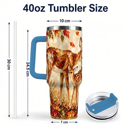 #pl[40oz|Blue] Faceted Deer 40oz Tumbler with Handle, Stainless Steel Travel Cup