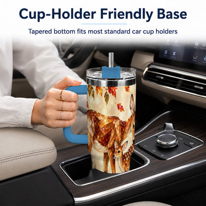 #pl[40oz|Blue] Faceted Deer 40oz Tumbler with Handle, Stainless Steel Travel Cup