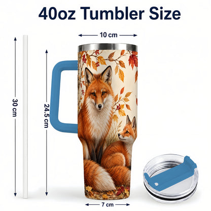 #pl[40oz|Blue] Autumn Fox 40oz Tumbler, Woodland Tumbler, Stainless Steel Travel Cup