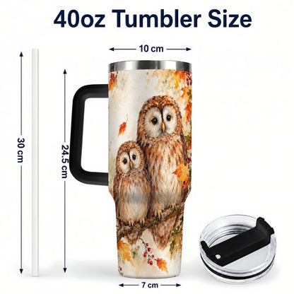 #pl[40oz|Black] Watercolor Owl 40oz Tumbler, Owl Tumbler, Stainless Steel Travel Cup