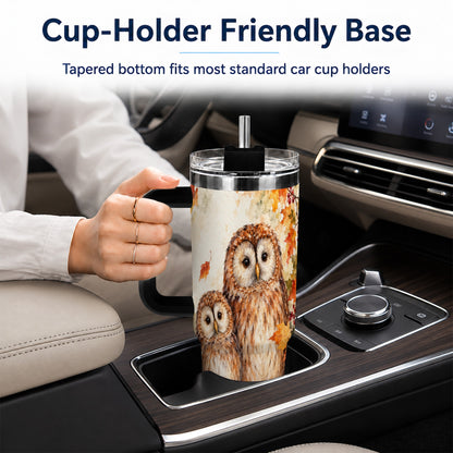 #pl[40oz|Black] Watercolor Owl 40oz Tumbler, Owl Tumbler, Stainless Steel Travel Cup