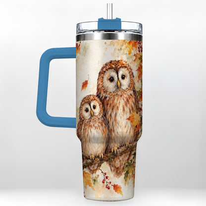 #pl[40oz|Blue] Watercolor Owl 40oz Tumbler, Owl Tumbler, Stainless Steel Travel Cup