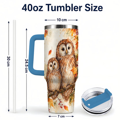 #pl[40oz|Blue] Watercolor Owl 40oz Tumbler, Owl Tumbler, Stainless Steel Travel Cup
